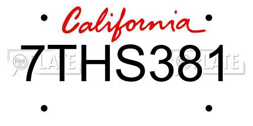 7THS381 California License Plate