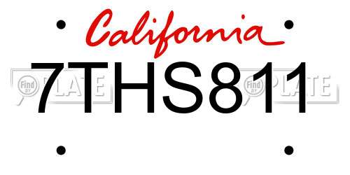7THS811 California License Plate