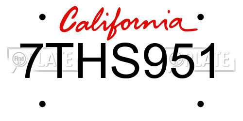 7THS951 California License Plate