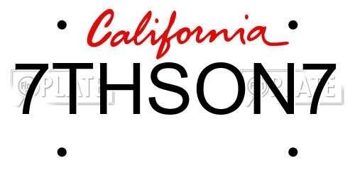 7THSON7 California License Plate