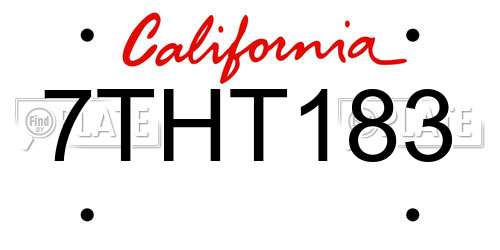 7THT183 California License Plate