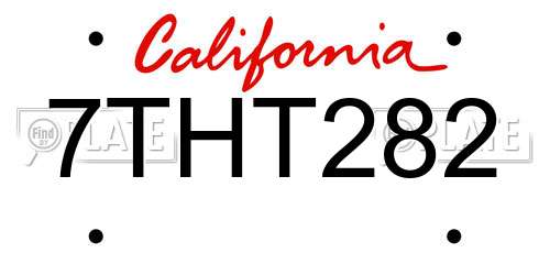 7THT282 California License Plate