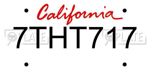 7THT717 California License Plate