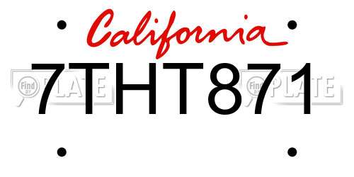 7THT871 California License Plate