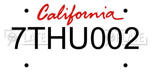 7THU002 California License Plate