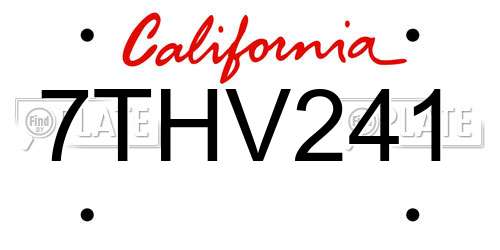 7THV241 California License Plate
