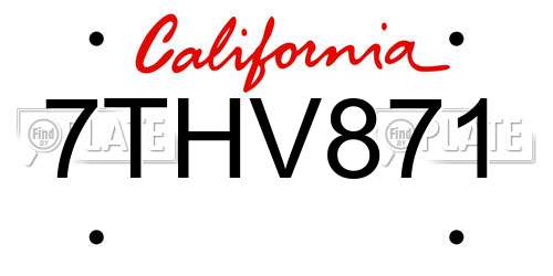 7THV871 California License Plate