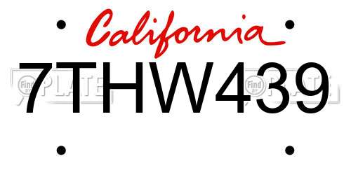 7THW439 California License Plate