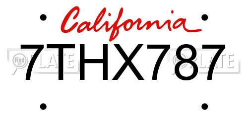 7THX787 California License Plate