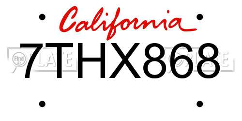 7THX868 California License Plate