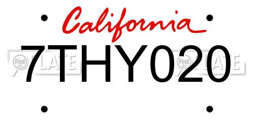 7THY020 California License Plate