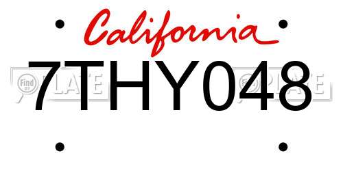 7THY048 California License Plate