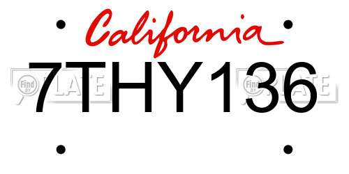 7THY136 California License Plate