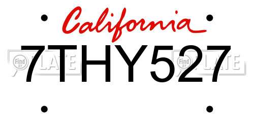7THY527 California License Plate