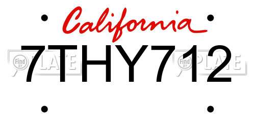 7THY712 California License Plate