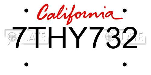 7THY732 California License Plate