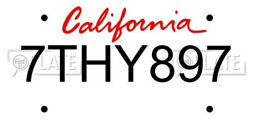 7THY897 California License Plate