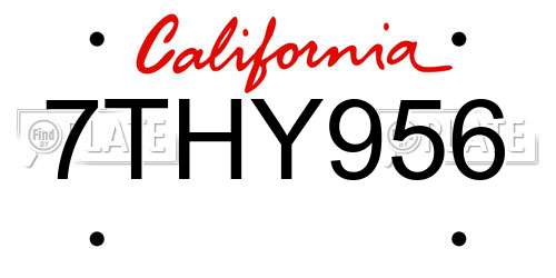7THY956 California License Plate