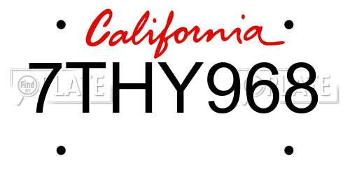 7THY968 California License Plate
