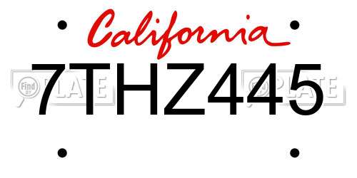 7THZ445 California License Plate