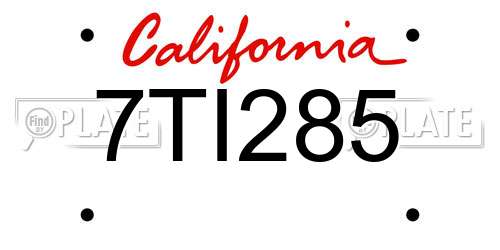 7TI285 California License Plate
