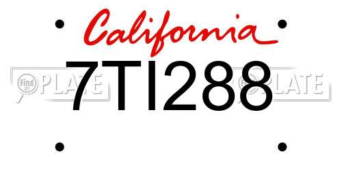 7TI288 California License Plate