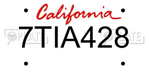 7TIA428 California License Plate