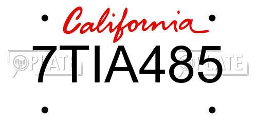 7TIA485 California License Plate