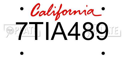 7TIA489 California License Plate