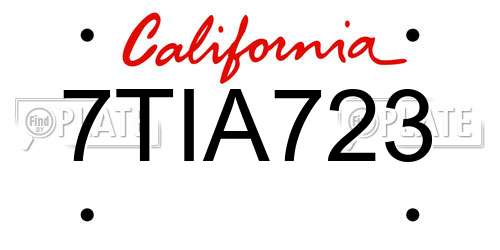 7TIA723 California License Plate