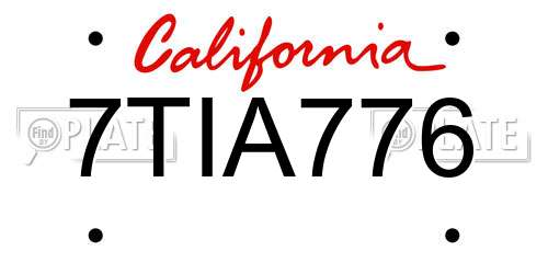7TIA776 California License Plate