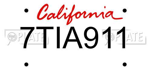 7TIA911 California License Plate