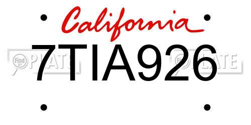 7TIA926 California License Plate