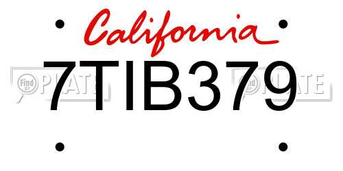 7TIB379 California License Plate