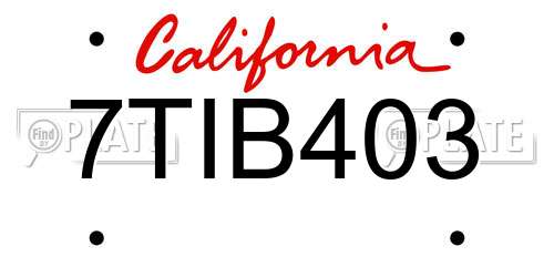 7TIB403 California License Plate