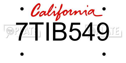 7TIB549 California License Plate