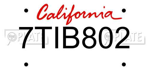 7TIB802 California License Plate