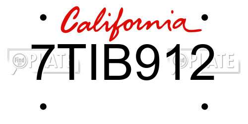 7TIB912 California License Plate