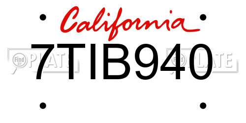 7TIB940 California License Plate