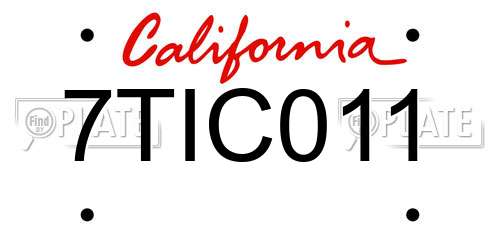 7TIC011 California License Plate