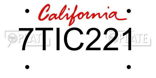 7TIC221 California License Plate