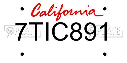 7TIC891 California License Plate