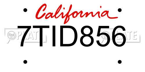 7TID856 California License Plate