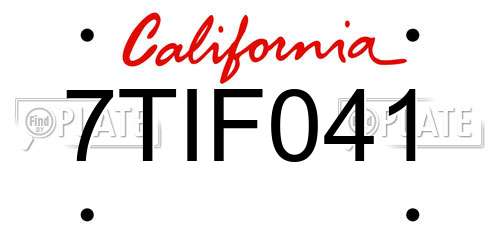 7TIF041 California License Plate