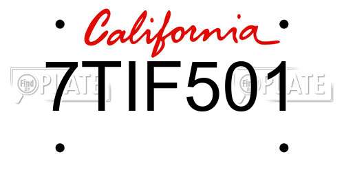 7TIF501 California License Plate