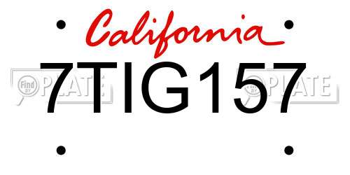 7TIG157 California License Plate
