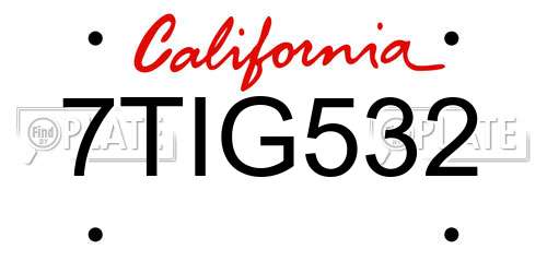 7TIG532 California License Plate