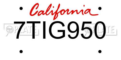7TIG950 California License Plate