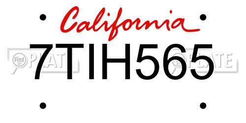 7TIH565 California License Plate