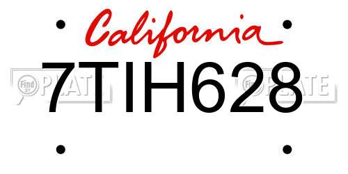 7TIH628 California License Plate